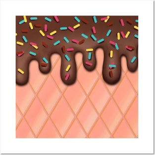 Chocolate Ice Cream with Sprinkles Posters and Art